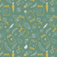 My Veggies Repeat Project. Pattern Design, Digital Illustration, and Artistic Drawing project by An Gi - 02.26.2021