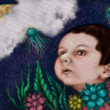 Simón y las medusas. Un proyecto de Ilustración tradicional, Ilustración de retrato, Brush Painting y Dibujo digital de Gabiru Biru - 01.03.2021