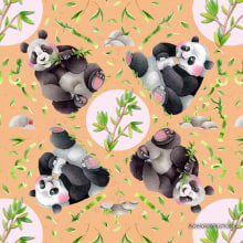 Pandas patterns. Design, Traditional illustration, Character Design, Graphic Design, Product Design, Pattern Design, Creativit, Pencil Drawing, Drawing, Digital Illustration, Watercolor Painting, Children's Illustration, Digital Design, Digital Drawing, Naturalistic Illustration, and Gouache Painting project by Adelaida Pérez Santos - 03.02.2021
