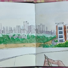 My project in Urban Sketching: Express Your World in a New Perspective course. Traditional illustration, Sketching, Watercolor Painting, Architectural Illustration, and Sketchbook project by Piyali Das - 03.06.2021