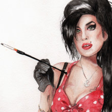 Amy Winehouse. Ilustração tradicional, Pintura em aquarela, e Desenho de retrato projeto de Jéssica Correia - 09.03.2021