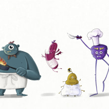 Mi Proyecto del curso: Fábrica de personajes ilustrados. Los cuatro monstruos cocineros. Traditional illustration, Character Design, and Drawing project by Carmen - 03.10.2021