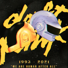 Ilustración digital con wacom - homenaje a Daft Punk. Digital Illustration project by Adriana Diaz C. - 03.10.2021
