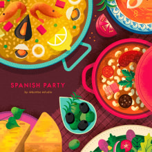 Food Party. Un proyecto de Ilustración vectorial e Ilustración digital de Rebombo estudio - 11.03.2021