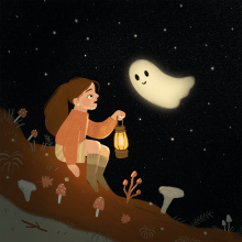Spooky Ghost. Ilustração digital e Ilustração infantil projeto de Juanita Londoño Gaviria - 10.10.2020