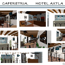 Cafetería "Hotel Axtla". Un proyecto de Arquitectura interior y Decoración de interiores de Alondra Araceli Rosales Zenón - 18.03.2021