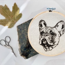 French Bulldog - Embroidered Portrait. Arts, Crafts, Creativit, Portrait Illustration, Embroider, Portrait Drawing, Realistic Drawing, and Crochet project by Gerardo Hinojosa - 02.19.2021