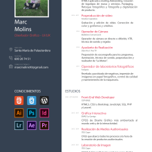 Curriculum. Design, Graphic Design, Web Design, and Web Development project by Marc Molins Fernandez - 03.19.2021