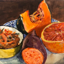 Orange Foods. Traditional illustration, and Gouache Painting project by Olivia Marohnic - 03.19.2021
