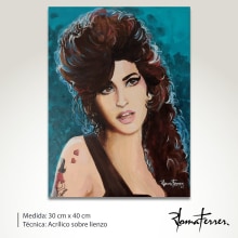 Portrait of Amy Winehouse. Un proyecto de Bellas Artes, Pintura acrílica y Brush Painting de Romana Ferrer Escandell - 27.03.2021
