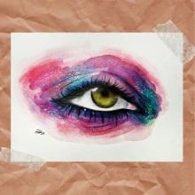 Ojo en acuarela y lápiz. Traditional illustration, Watercolor Painting & Ink Illustration project by Chloé F. S. - 01.10.2021