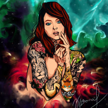 Redhead Girl Tattoo. Digital Illustration, and Digital Drawing project by Julián Medina - 01.28.2020