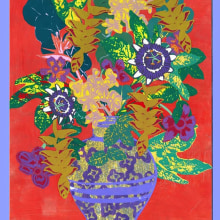 Spring bouquet III Serigraph Collage 8.5" x 11" 2020. Un proyecto de Serigrafía, Collage e Ilustración botánica de Maria - 01.04.2021