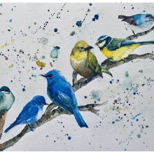 Watercolour Birds. Un proyecto de Pintura a la acuarela de Niketa Mukherjee - 03.04.2021