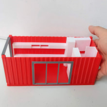 Maqueta de Container para oficina Work from Home. 3D, Arquitetura, Arquitetura de interiores, Decoração de interiores, e 3D Design projeto de Marco Hernández - 08.03.2021