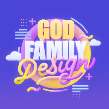 God Family Design | 3D Lettering. Direção de arte, Design gráfico, e Design digital projeto de Victor Bonilla - 21.05.2020