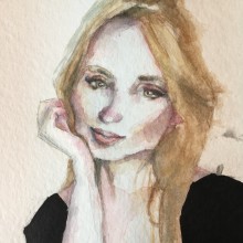 Retrato. Mujer joven.. Un progetto di Pittura ad acquerello e Ritratto illustrato di Nikos Chalavazis - 12.04.2021