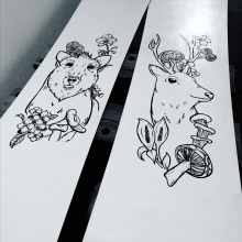 Myoko House Snowboards. Un proyecto de Ilustración tradicional, Pintura e Ilustración botánica de Stephanie Attard - 15.11.2019