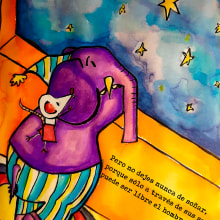 Elefantes con texto de poema Carpe Diem. Traditional illustration, and Children's Illustration project by daniela lewin - 04.13.2021