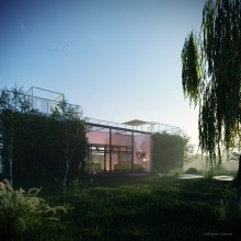 Hill Eco House. Un proyecto de 3D, Arquitectura, Arquitectura de la información, Arquitectura digital y Fotografía arquitectónica de Wigner Vicente - 12.04.2021
