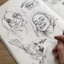 Sketchbook portrait studies. Esboçado, Desenho de retrato, e Sketchbook projeto de Gabriela Niko - 19.04.2021