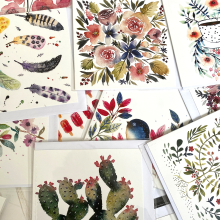 Postcards. Traditional illustration, Watercolor Painting, and Botanical Illustration project by Inga Buividavice - 04.21.2021