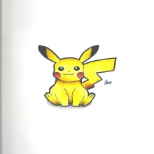 pikachu de pokemon. Un proyecto de Ilustración tradicional, Dibujo a lápiz, Dibujo e Ilustración con tinta de omar chirinos - 25.04.2021