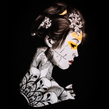 Geisha. Drawing, Watercolor Painting, Portrait Drawing, Realistic Drawing, Artistic Drawing, and Tattoo Design project by Guilherme Lazzarotet de Oliveira - 04.29.2021