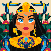 Egyptian Goddess - Proyecto de curso. Ilustração tradicional, Ilustração vetorial, Desenho, e Design para redes sociais projeto de Kropsiland - 26.04.2021