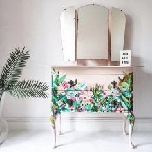 Abstract Floral Dressing Table. Illustration, Fine Arts, Furniture Design, Making, Creativit, Botanical Illustration, Upc, and cling project by Chloe Kempster - 05.07.2021
