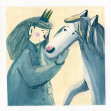 Little Princess Meets a Friend. My project in Narrative Illustration: Tell a Story without Words course. Traditional illustration, Drawing, Stor, telling, Children's Illustration, Narrative, and Gouache Painting project by Živilė Kairytė - 05.18.2021