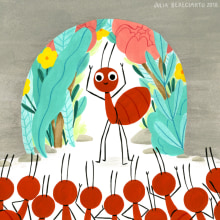 Un millón de hormigas Ein Projekt aus dem Bereich Traditionelle Illustration, Kinderillustration und Gouachemalerei von Julia Bereciartu - 26.05.2021