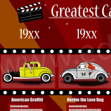 Infografía "Greatest Cars in Cinema History". Un progetto di Design, Illustrazione tradizionale e Pubblicità di edu_try - 26.05.2021