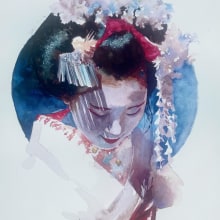 Geisha. Watercolor Painting project by Sarah Stokes - 05.24.2021
