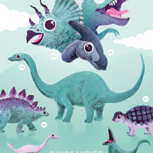 Dino Poster. Illustration, and Children's Illustration project by abstrusa - 06.08.2021