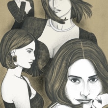 Penélope Cruz. Traditional illustration, Advertising, Fashion, Film, Portrait Illustration, Portrait Drawing, Photographic Composition, Digital Drawing, and Editorial Illustration project by Olalla Ruiz - 04.28.2021