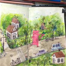 My project in Exploratory Sketchbook: Find Your Drawing Style course. Traditional illustration, Sketching, Creativit, Drawing, Watercolor Painting, Sketchbook, and Gouache Painting project by Min Lee - 06.09.2021