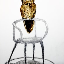 Mi Proyecto del curso: Una lechuza parada en una silla. Un projet de Illustration traditionnelle, Aquarelle, Dessin réaliste et Illustration naturaliste de Patricia de Buen - 13.06.2021