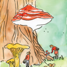 Mushroom Hunting Watercolor Illustration Commission. Traditional illustration project by Page Ariel - 06.14.2021
