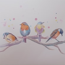My project in Artistic Watercolor Techniques for Illustrating Birds course. Un proyecto de Ilustración tradicional, Pintura a la acuarela, Dibujo realista e Ilustración naturalista				 de Ана Христева - 31.05.2021
