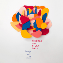 Fiestas del Pilar 2021. Un projet de Design , Illustration traditionnelle, Conception d'affiches , et Communication de 12caracteres - 10.06.2021