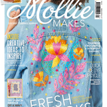  Embroidered painting on a denim jacket for the cover of Mollie Makes magazine. Un proyecto de Artesanía, Bordado y Pintura acrílica de Polina Oshu - 28.06.2021