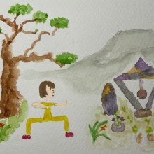 Qigong in the garden. Un proyecto de Ilustración tradicional, Dibujo y Pintura a la acuarela de drcrthema - 01.07.2021