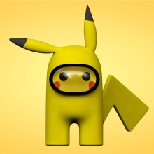 Among Us - Pikachu. Un proyecto de Diseño, 3D, Diseño de personajes, Multimedia, Diseño de producto, Escultura, Creatividad, Modelado 3D, Diseño de personajes 3D, Diseño 3D y Art to de Federman Lowis - 03.07.2021