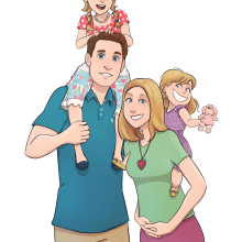 Family Cartoon Portrait | Digital Art Commission. Traditional illustration, Character Design, Digital Illustration, Portrait Illustration, Children's Illustration, Graphic Humor, Digital Drawing, and Digital Painting project by "Muhammad at-Tayieb" al-Hyari - 07.05.2021