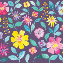 My project in Vibrant Floral Patterns with Watercolors course. Un proyecto de Ilustración tradicional, Pattern Design, Pintura a la acuarela e Ilustración botánica de Dorota Bishop - 01.07.2021