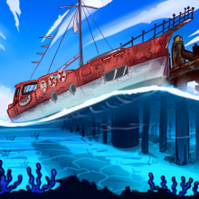Ship. Traditional illustration, Digital Illustration, and Concept Art project by Francisco Vargas - 07.06.2021