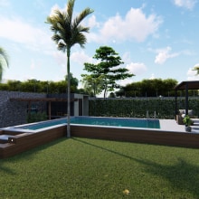 Alberca Residencial . Design, Architecture, 3D Modeling, and 3D Design project by Raul Ceballos - 04.23.2020