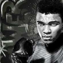 Mohamed Ali. Traditional illustration, Painting, Street Art, and Brush Painting project by Sandra Calzada - 07.10.2021