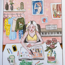 My project in Exploratory Sketchbook: Find Your Drawing Style course. Ilustração tradicional, Esboçado, Criatividade, Desenho, Pintura em aquarela, Sketchbook, e Pintura guache projeto de Ane4ka Barbershop - 11.07.2021